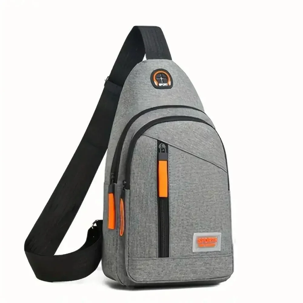 NWT SPORTS One Shoulder Sling Slant Cross Chest Men Women Unisex Grey Orange Bag